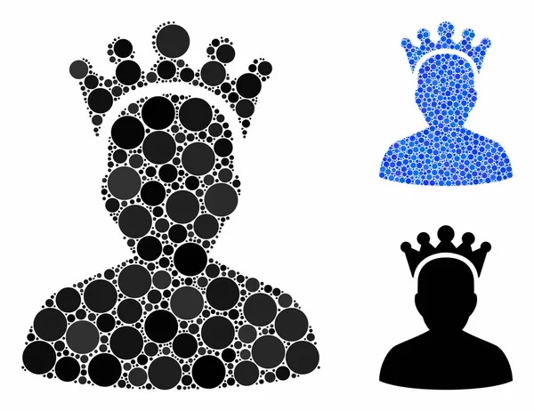 Ikona kompozycji King Circle Dots — Wektor stockowy