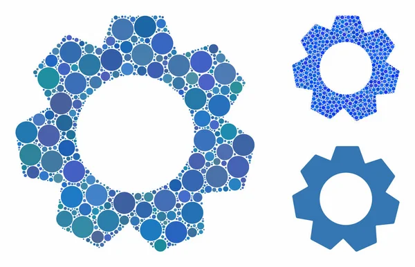 Gear Mosaic Icon of Round Dots — Stock Vector