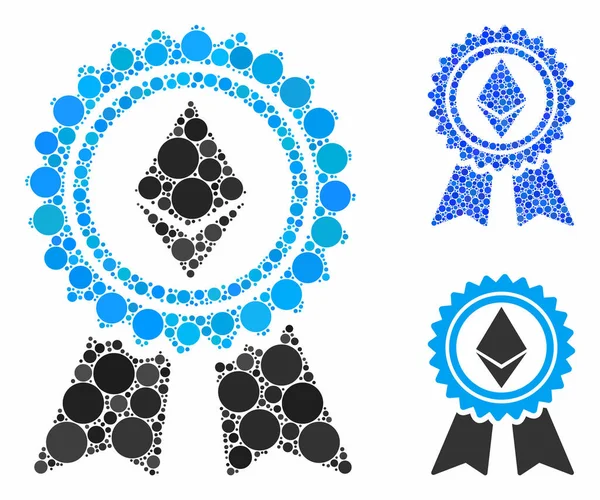 Ethereum Reward Medal Mosaico Icona dei cerchi — Vettoriale Stock