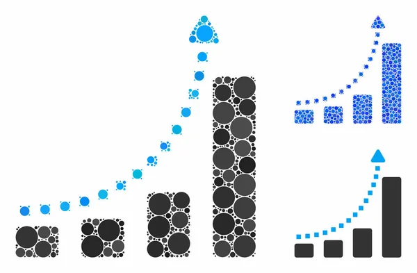 Bar Chart Trend Mosaic Icon of Round Dots