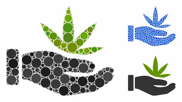 Cannabis Offer Hand Composition Icon of Circles — Stock Vector