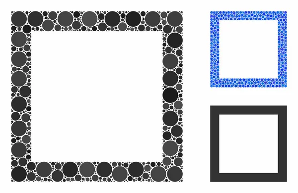Konturfyrkantig mosaik ikon av runda prickar — Stock vektor