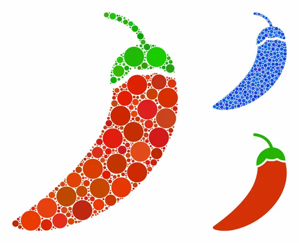 Chili Pepper Mosaic Icon of Circle Dots - Stok Vektor
