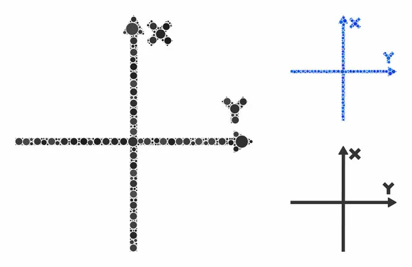 Kartesiska axlar Sammansättning ikonen cirklar — Stock vektor