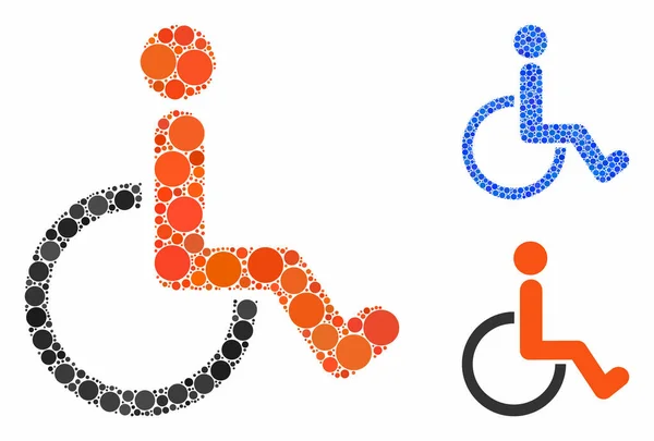 Disabled Person Mosaic Icon of Circles — Stock Vector
