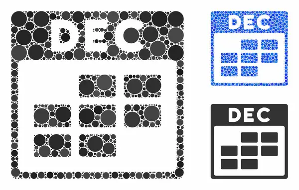 Ημερολόγιο Δεκεμβρίου Grid Ψηφιδωτή εικόνα του κύκλου Dots — Διανυσματικό Αρχείο