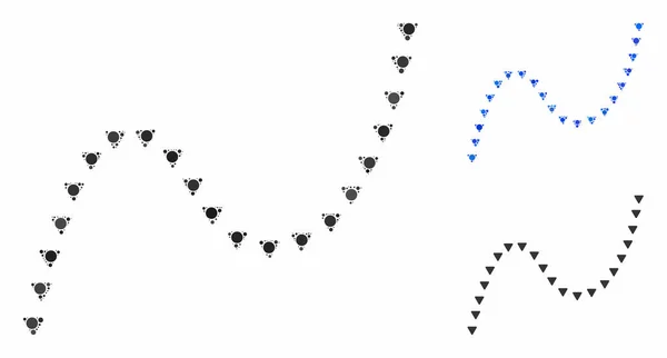 Gepunktete Kurvenkomposition Ikone der Kreise — Stockvektor