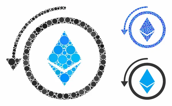 Refund Ethereum Crystall Mosaic Icon of Circle Dots — стоковий вектор