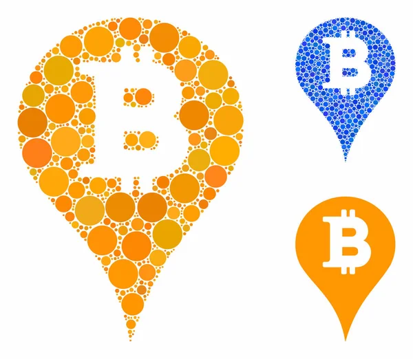 Bitcoin Marker Composición icono de puntos redondos — Vector de stock