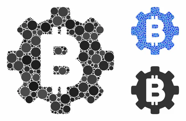 Bitcoin Development Gear Mosaic Icon of Circles — Stock Vector