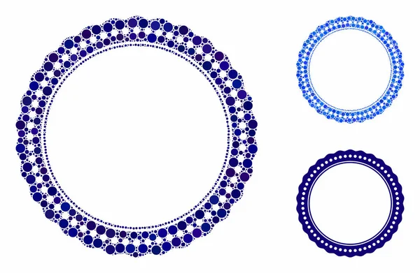 Rosette pointillée Cadre circulaire Mosaïque Icône de points de cercle — Image vectorielle