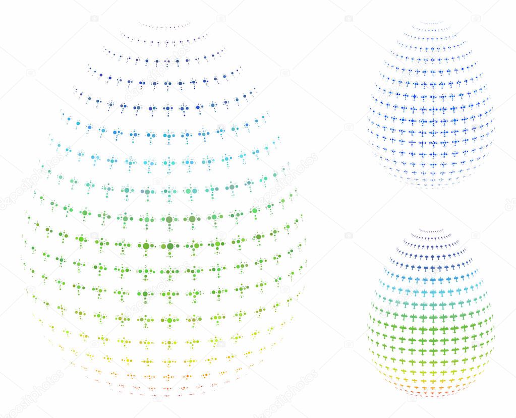 Abstract Airplane Egg Mosaic Icon of Circle Dots