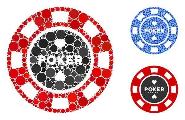 Poker Casino Chip Composición icono de puntos redondos — Vector de stock
