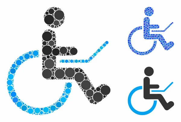 Mozaika invalidního vozíku Ikona předmětů — Stockový vektor