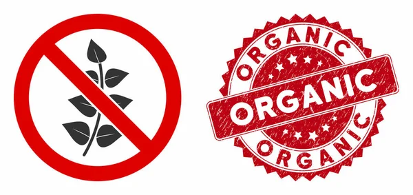 Nem Flora Plant ikon Grunge Organic Seal — Stock Vector