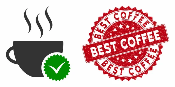 Bästa kaffe ikonen med texturerat bästa kaffestämpel — Stock vektor