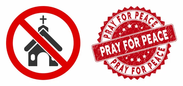 Pas d'icône de l'église avec le sceau de la détresse Priez pour la paix — Image vectorielle