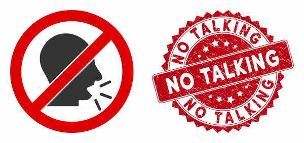 Nie mówić Ikona z teksturowane No Talking Seal — Wektor stockowy