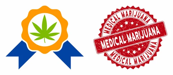 Cannabis legalisera ikonen med stress medicinsk Marijuana frimärke — Stock vektor