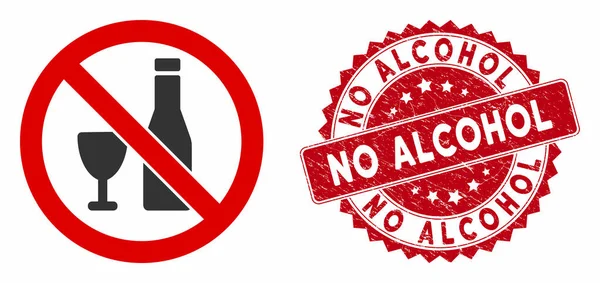 Ingen alkoholikon med stress Ingen alkoholförsegling — Stock vektor