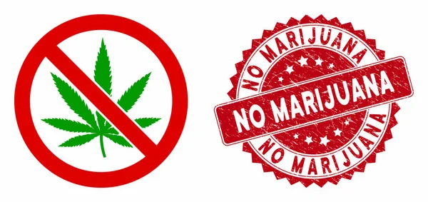 No Marijuana Icon with Scratched No Marijuana Seal — Stock Vector