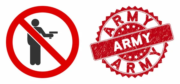 No Gun Using Icon with Grunge Army Stamp — Stock Vector