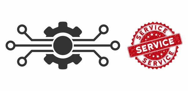 Icono de tecnología digital con sello de servicio de angustia — Archivo Imágenes Vectoriales