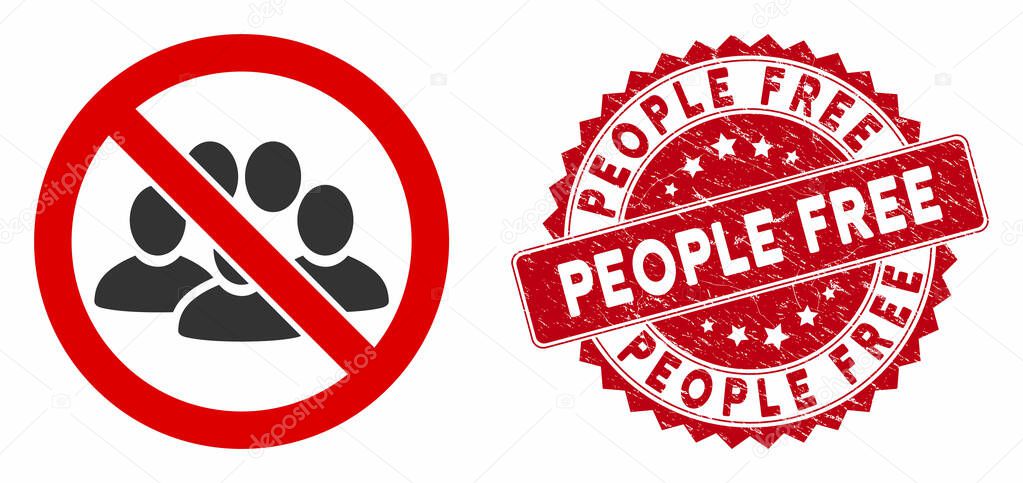 No Crowd Icon with Distress People Free Stamp
