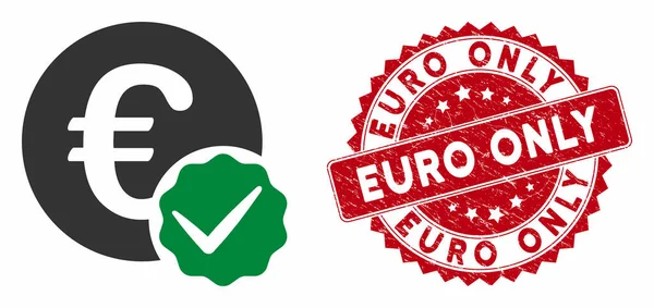 Ícone Euro Apenas com Euro Texturizado Apenas Selo — Vetor de Stock