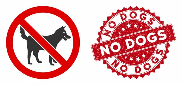 No Dogs Icon with Grunge No Dogs Stamp — Stock Vector