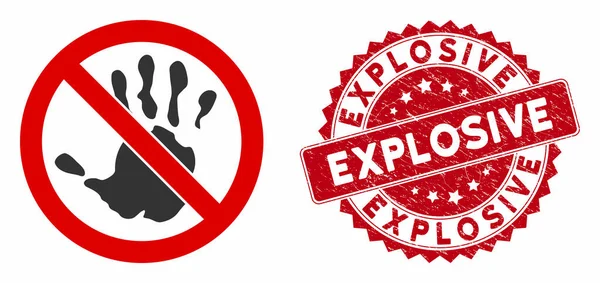 Δεν αγγίζετε το χέρι εικονίδιο με κίνδυνο εκρηκτική σφραγίδα — Διανυσματικό Αρχείο