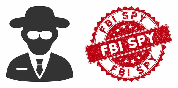 Ασφαλής εικονίδιο πράκτορα με scratched FBI Spy Seal — Διανυσματικό Αρχείο