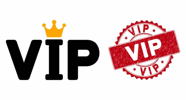 Icono VIP con Grunge Vip Sello — Vector de stock