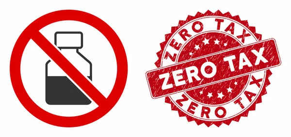 Icône sans fiole avec timbre fiscal Grunge Zero — Image vectorielle