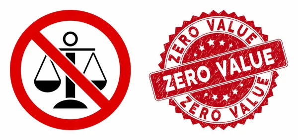 Geen schalen pictogram met gestructureerde Zero Value Stamp — Stockvector