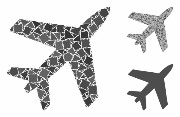 Icono de Composición de Avión de Piezas Ragged — Vector de stock