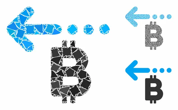 Bitcoin-Rückerstattung Mosaik-Symbol der zerlumpten Elemente — Stockvektor