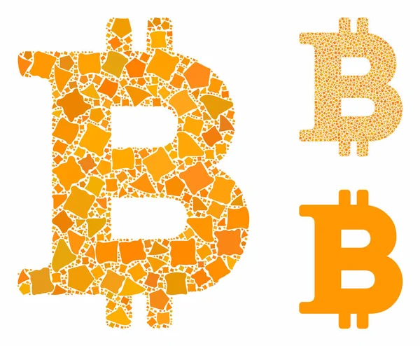 Bitcoin-Symbol-Mosaik aus ungleichen Teilen — Stockvektor