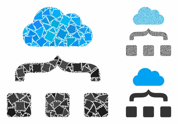 Combine cloud Composition Icon of Rough Pieces — Stock Vector