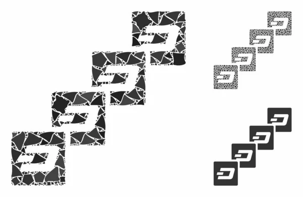 Cadena de bloques de tablero Mosaico Icono de elementos abruptos — Vector de stock