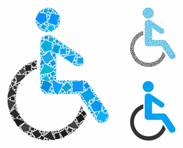 Personne handicapée Mosaic Icône de pièces robustes — Image vectorielle