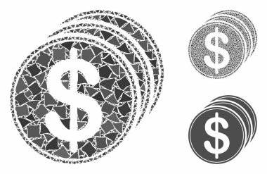 Dolar Sikkeleri Eşitsiz Parçaların Bileşimi Simgesi
