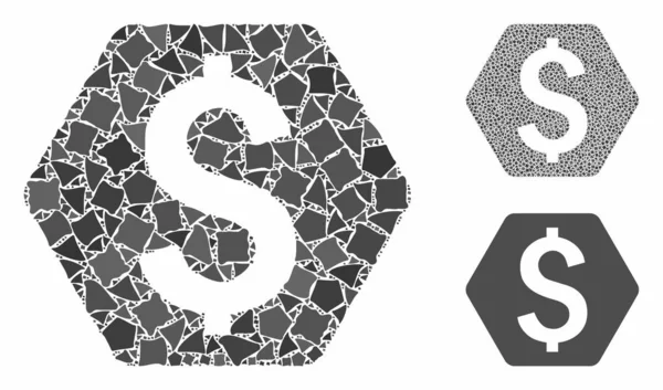 Dollar hexagon Samenstelling Ikoon van Ongelijke Elementen — Stockvector