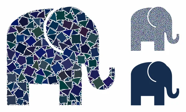 Icono de composición de elefantes de piezas ásperas — Vector de stock