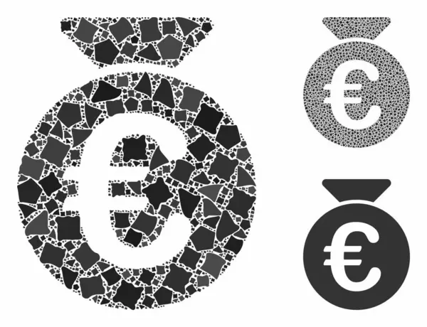 Euro money bag Composition Icon of Joggly Items — Stock Vector