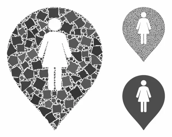 Female toilet marker Mosaic Icon of Tuberous Pieces — Stock Vector