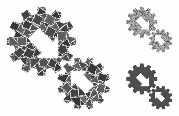 Engrenages d'intégration Composition Icône d'éléments irréguliers — Image vectorielle