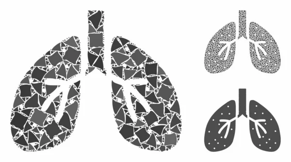 Pulmones mosaico icono de elementos irregulares — Archivo Imágenes Vectoriales