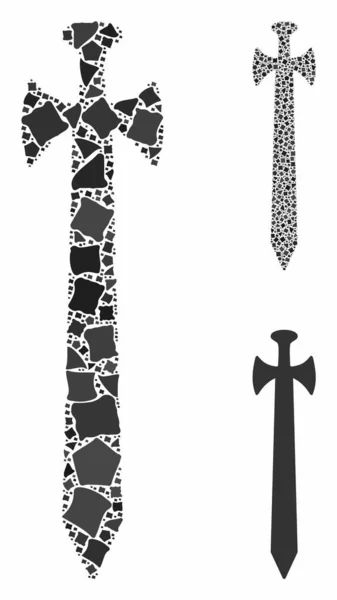チューバラーアイテムの中世の剣組成アイコン — ストックベクタ