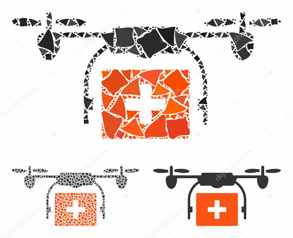 Medical drone shipment Composition Icon of Abrupt Pieces